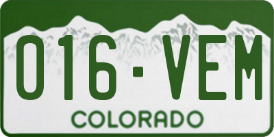 CO license plate 016VEM