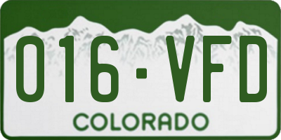 CO license plate 016VFD