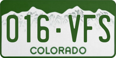 CO license plate 016VFS