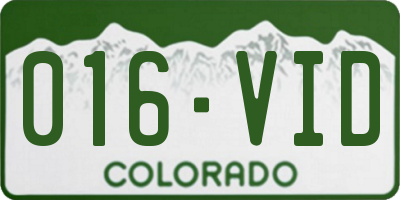 CO license plate 016VID