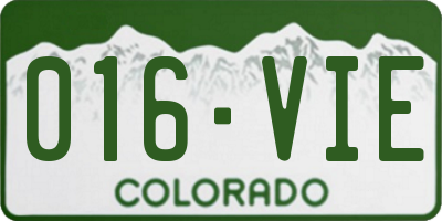 CO license plate 016VIE