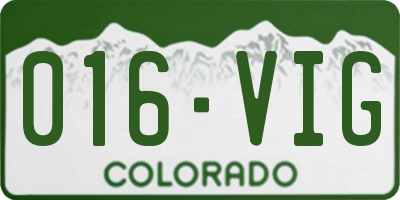 CO license plate 016VIG