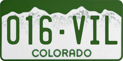 CO license plate 016VIL