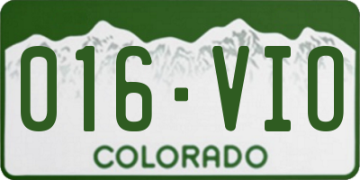 CO license plate 016VIO
