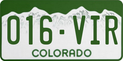 CO license plate 016VIR