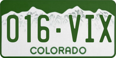 CO license plate 016VIX