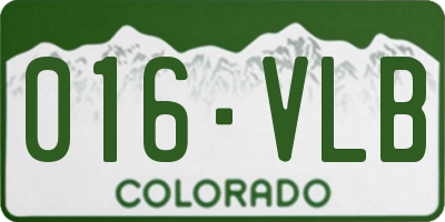 CO license plate 016VLB