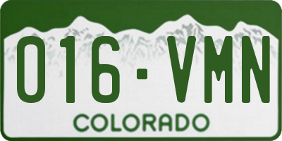 CO license plate 016VMN