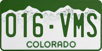 CO license plate 016VMS