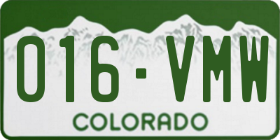 CO license plate 016VMW