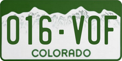 CO license plate 016VOF