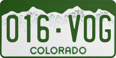 CO license plate 016VOG