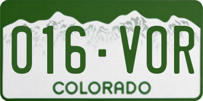CO license plate 016VOR