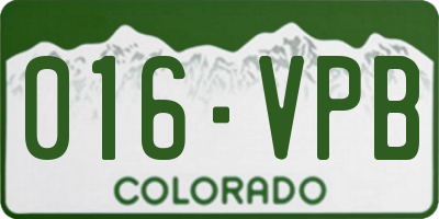 CO license plate 016VPB
