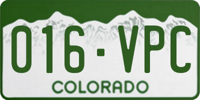 CO license plate 016VPC
