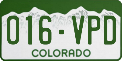 CO license plate 016VPD