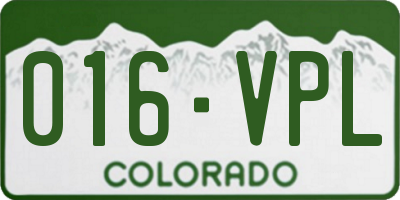 CO license plate 016VPL