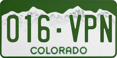 CO license plate 016VPN
