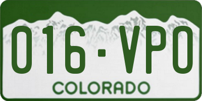 CO license plate 016VPO