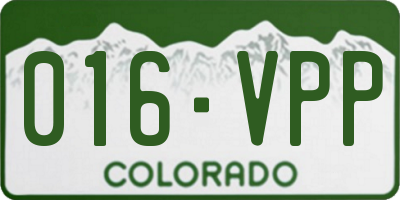 CO license plate 016VPP