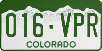 CO license plate 016VPR
