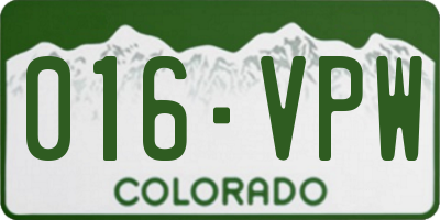 CO license plate 016VPW
