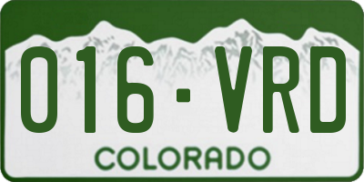 CO license plate 016VRD