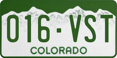 CO license plate 016VST