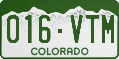 CO license plate 016VTM