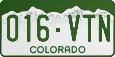 CO license plate 016VTN