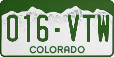 CO license plate 016VTW
