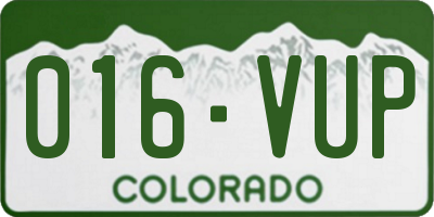 CO license plate 016VUP