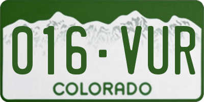 CO license plate 016VUR