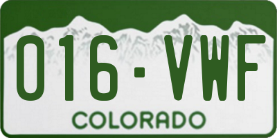 CO license plate 016VWF