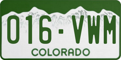 CO license plate 016VWM