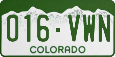 CO license plate 016VWN