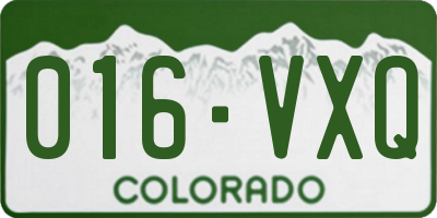 CO license plate 016VXQ