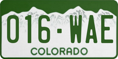 CO license plate 016WAE