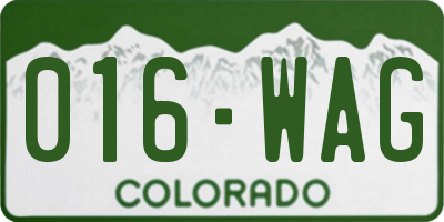 CO license plate 016WAG