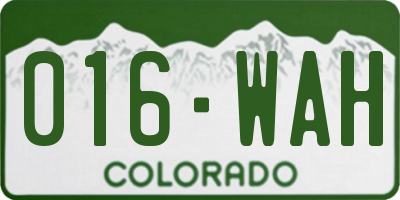 CO license plate 016WAH