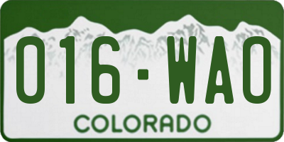 CO license plate 016WAO