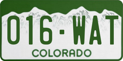 CO license plate 016WAT