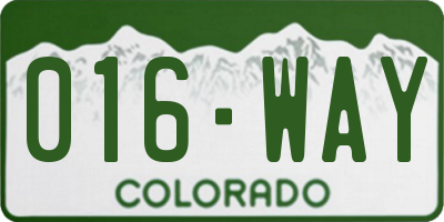 CO license plate 016WAY