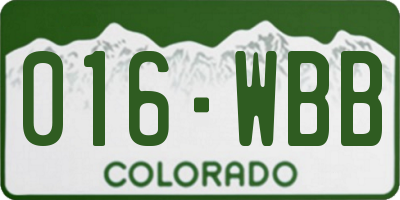 CO license plate 016WBB