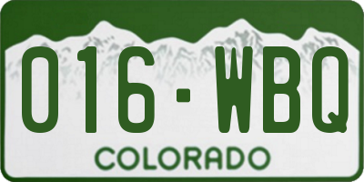 CO license plate 016WBQ