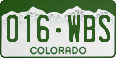 CO license plate 016WBS