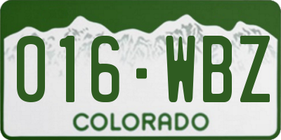CO license plate 016WBZ