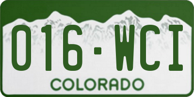 CO license plate 016WCI