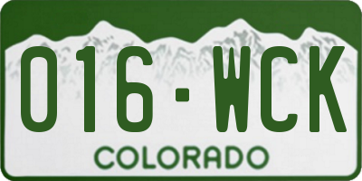 CO license plate 016WCK