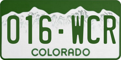 CO license plate 016WCR